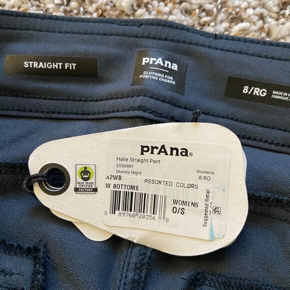 Prana Halle Straight Pant Women's 8 Regular Stormy Night Standard Fit Low Rise - Picture 7 of 13
